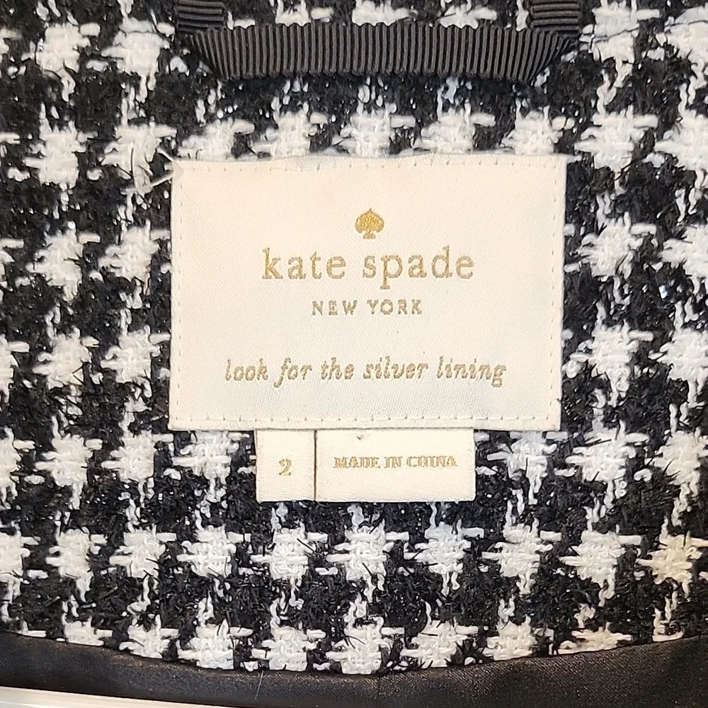 Kate Spade Black and White Houndstooth Blazer